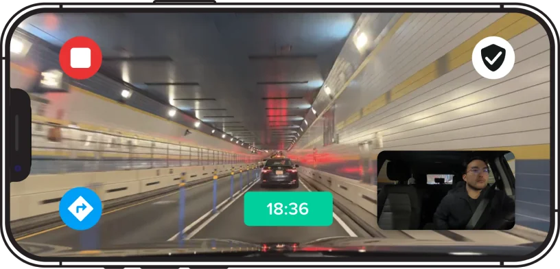 Modo dual-cam de Driver: cámara externa e interna grabando al mismo tiempo